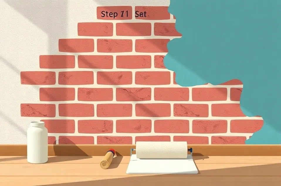 Outils de peinture disposés dans l'ordre des étapes du chantier